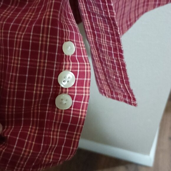 Eddie Bauer Men's Long Sleeve Button Down Shirt Size Large Red Checked - Picture 6 of 12
